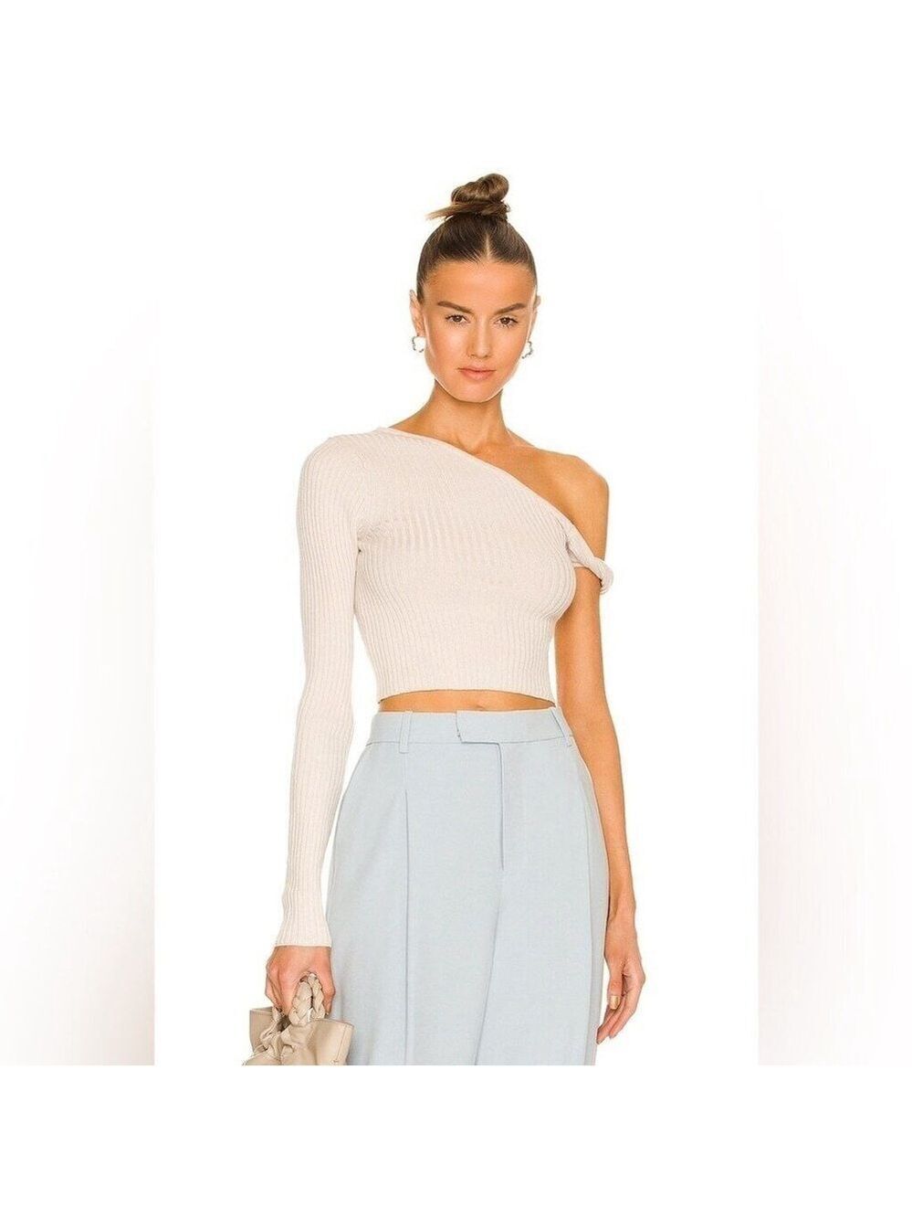 Silk Ivory Twist Sweater | Revolve Shae One Sleeve | NWT Large - Picture 15 of 15